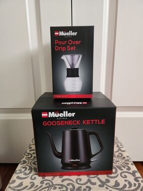 Mueller Black Gooseneck Kettle & Pour Over Drip Set - Black